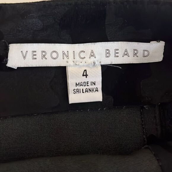 VERONICA BEARD | Black Suede Real Leather Camo Midi Pencil Skirt | Size: 4 - Picture 7 of 10